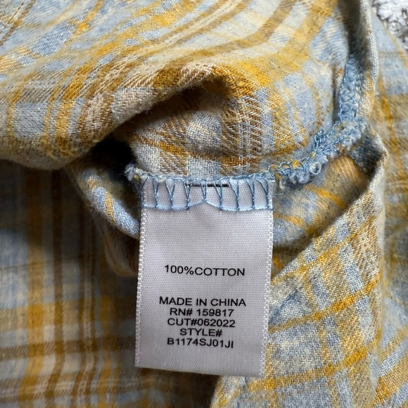 Altar'd State Yellow and Gray Plaid Button Down Shirt - Picture 4 of 7